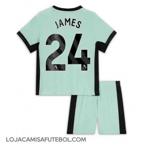 Camisa de Futebol Chelsea Reece James #24 Equipamento Alternativo Infantil 2023-24 Manga Curta (+ Calças curtas)